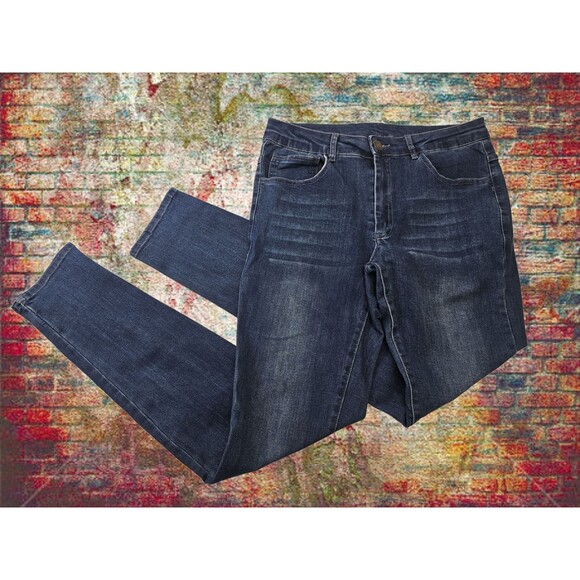 CCN Men's 34x32 Tailored Athlete Slim Leg Skinny Denim Dark Blue Jeans Pants EUC - Picture 1 of 6